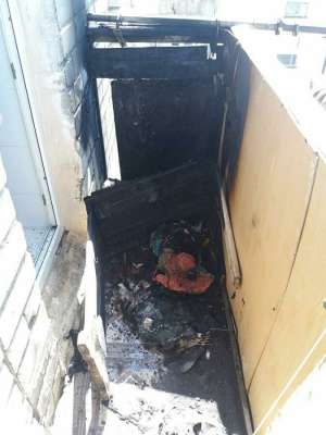 Последствия пожара на балконе квартиры в городе Изобильный. Фото : ГУ МЧС России по Ставропольскому краю