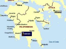 Карта южных областей Греции с сайта aboutromania.com