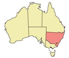 Красным на карте Австралии обозначен штат Новый Южный Уэльс