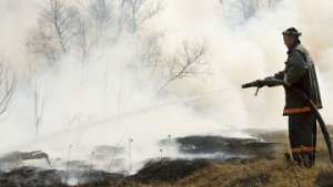 Сильный пожар бушует в центральной части Сахалина. Фото: РИА Новости