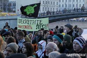Прекратите уничтожать российские леса! Митинг &quot;Байкал, Утриш, Химкинский лес – стоп, хватит проблем&quot;. Фото: Greenpeace