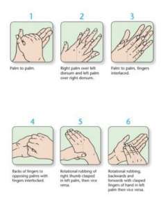 Представленный процесс включает шесть этапов, предполагая также мытье (обязательно с использованием мыла) между пальцами.
